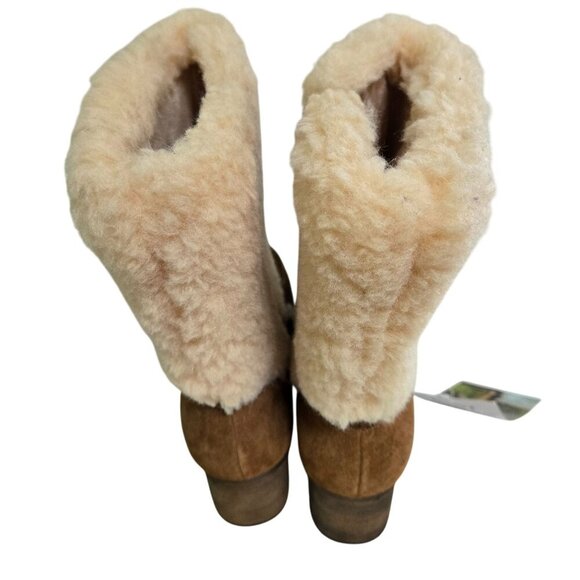 Bearpaw NWT Obsidian Heeled Boots Natural On Hickory Brown Cow Suede Size 11 - Picture 6 of 11